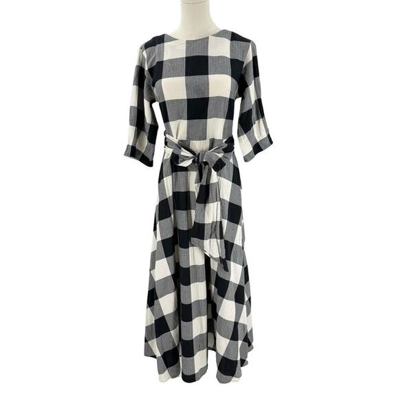 Moussy Vintage Check Plaid Tie Waist Midi Dress Sz 1 - Picture 1 of 9